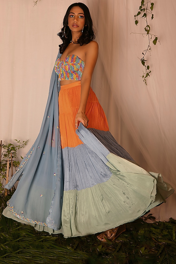 Multi-Colored Hand-Embroidered Wedding Lehenga Set by Nirmooha at Pernia's Pop Up Shop