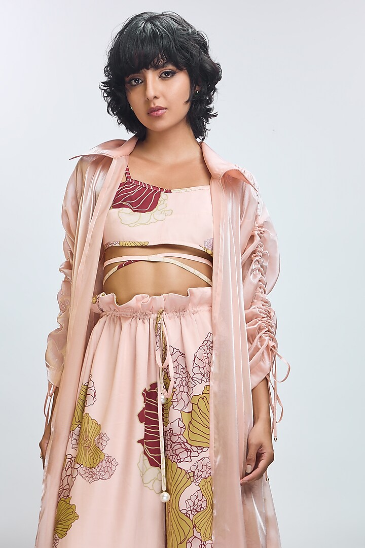 Peach Fuzz Modal Satin & Organza Trench Coat Set

 by Nirmooha at Pernia's Pop Up Shop