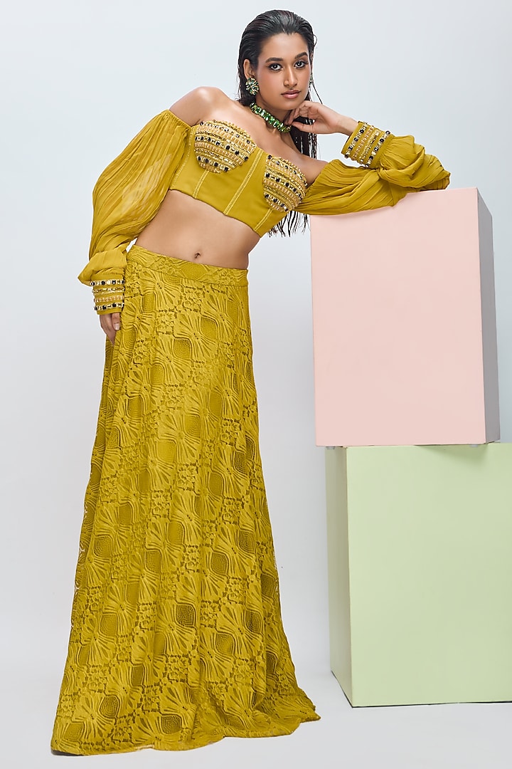 Savannah Yellow Chantilly Skirt Set by Nirmooha at Pernia's Pop Up Shop