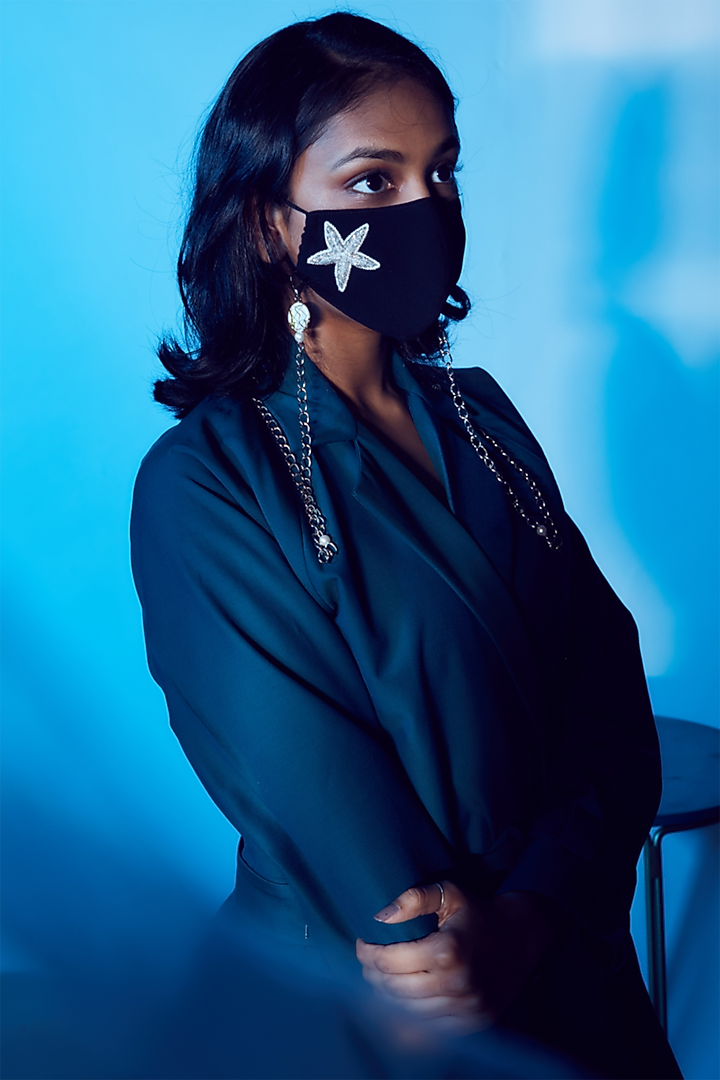 Black Star Embroidered Mask by Nirmooha at Pernia's Pop Up Shop