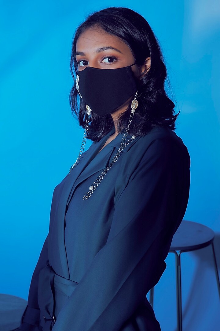 Black Star Embroidered Mask by Nirmooha at Pernia's Pop Up Shop