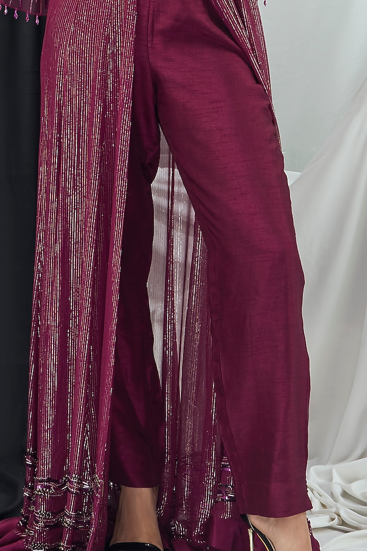 Ruby Lurex & Net Embroidered Jacket Bridal Anarkali Set by Nirmooha at Pernia's Pop Up Shop