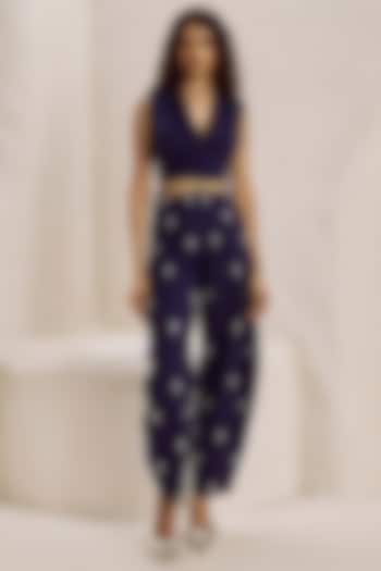 Deep Plum Suiting Crystal Embroidered Co-Ord Set by Nirmooha at Pernia's Pop Up Shop