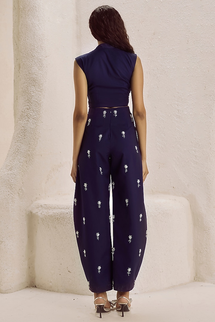 Deep Plum Suiting Crystal Embroidered Co-Ord Set by Nirmooha at Pernia's Pop Up Shop
