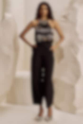 Power Black Ombre Crepe Lycra Co-Ord Set by Nirmooha at Pernia's Pop Up Shop