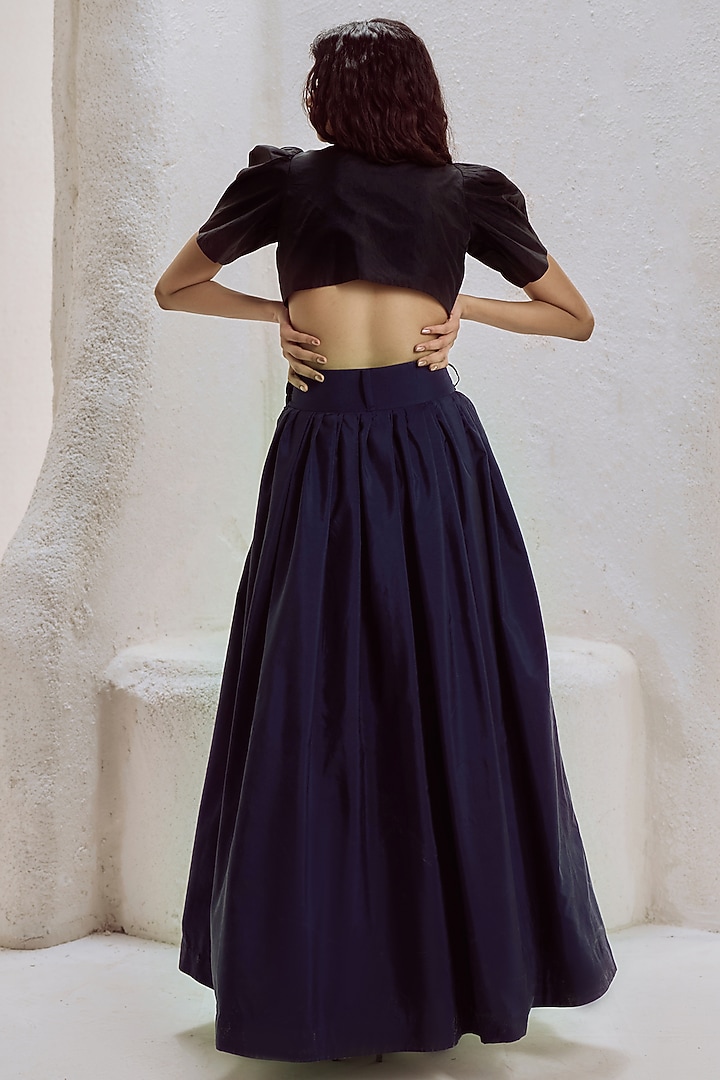 Deep Plum Silk Taffeta Flared Skirt Set by Nirmooha at Pernia's Pop Up Shop