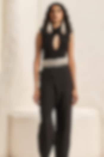 Power Black Crepe Lycra Co-Ord Set by Nirmooha at Pernia's Pop Up Shop