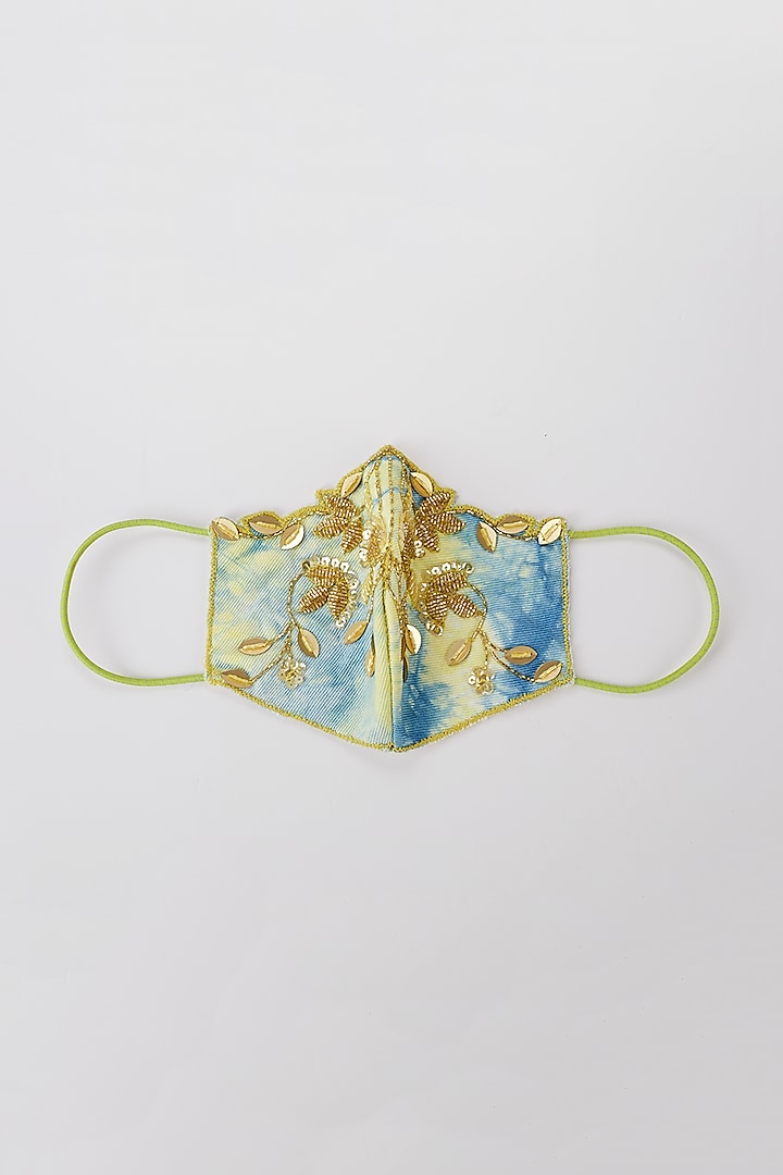 Sky Blue & Yellow Tie-Dye Mask by Nirmooha
