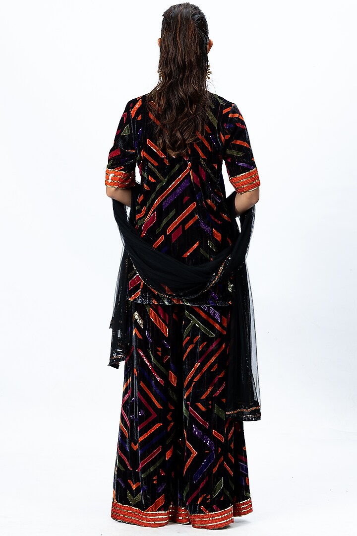 Black Printed Wedding Sharara Set by Nirmooha at Pernia's Pop Up Shop