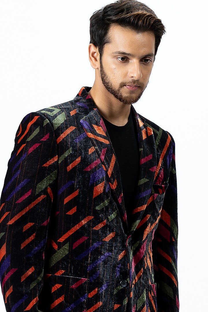 Black Velvet Pant Set by Nirmooha Men at Pernia's Pop Up Shop