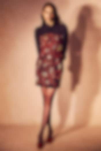 Purple & Orange Crepe Embroidered Party Wear Dress With Shirt by Nirmooha at Pernia's Pop Up Shop