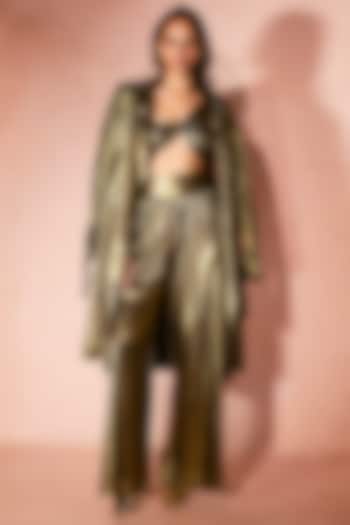 Gold Metal Foil Jacket Set by Nirmooha at Pernia's Pop Up Shop