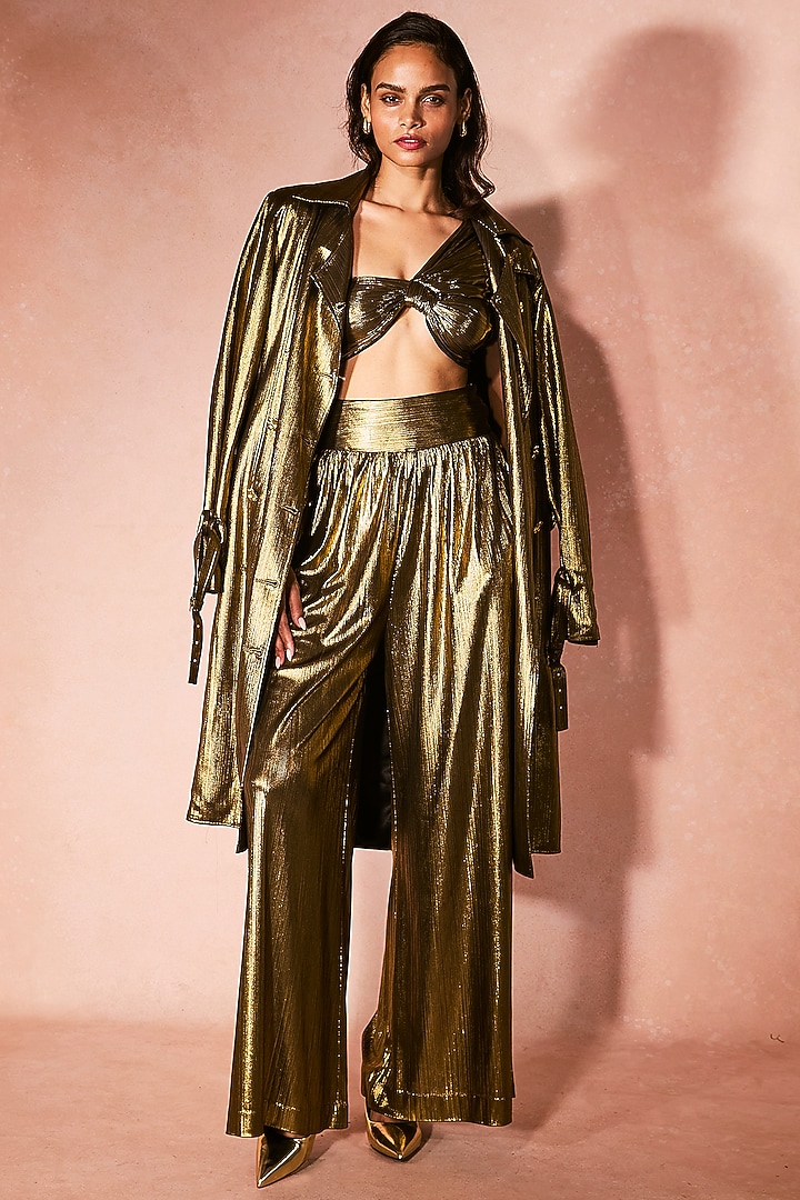 Gold Metal Foil Jacket Set by Nirmooha at Pernia's Pop Up Shop