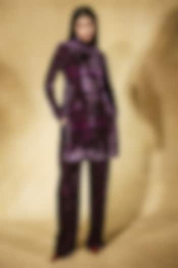 Deep Plum Velvet Tunic Set by Nirmooha at Pernia's Pop Up Shop