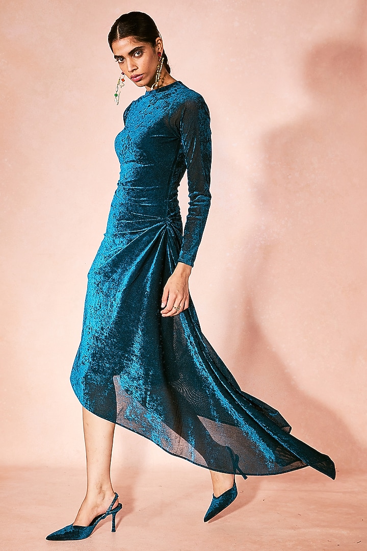 velvet draped midi dress ASOS DESIGN velvet plunge square neck midi dress with draped skirt in black
