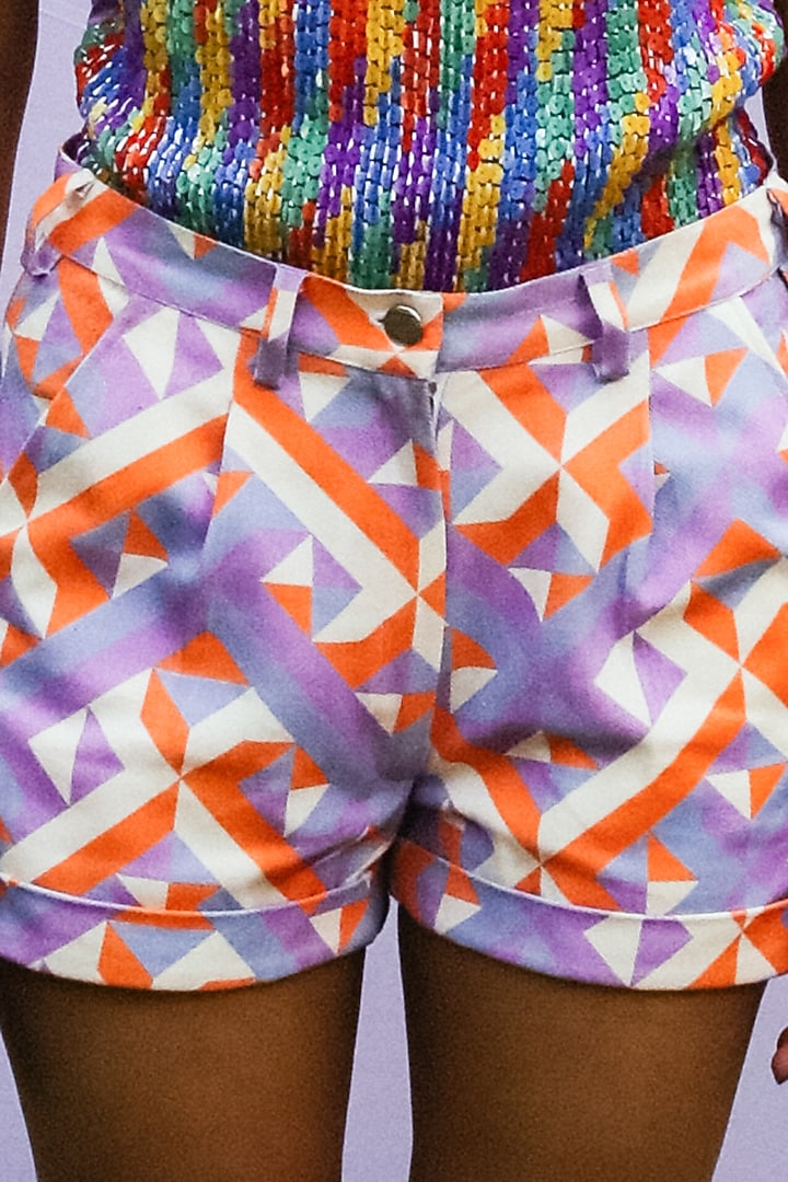 Multi-Colored Geometric Printed Shorts by Nirmooha at Pernia's Pop Up Shop
