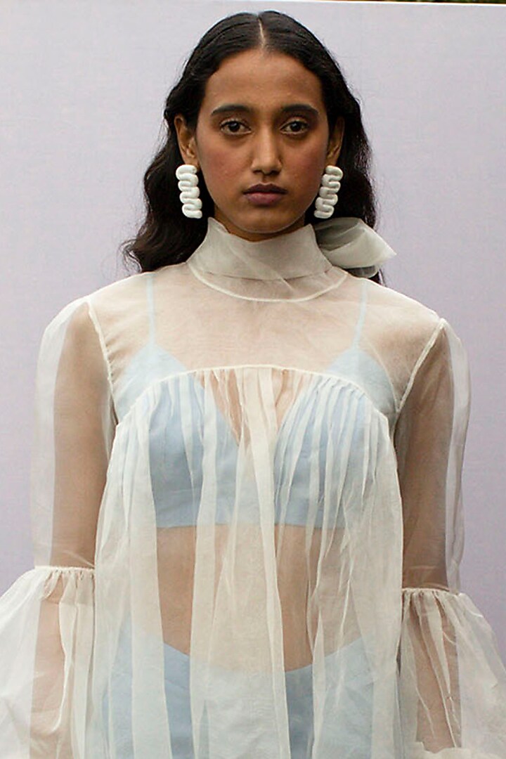 Ice Blue Viscose Bralette by Nirmooha at Pernia's Pop Up Shop