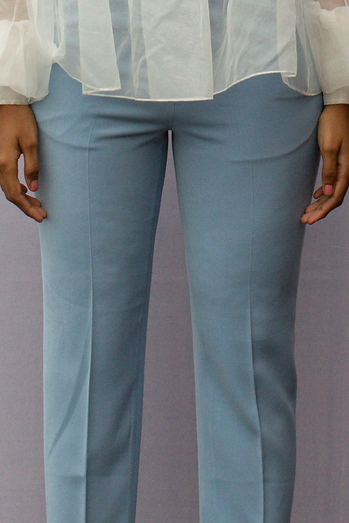 Ice Blue Viscose Cigarette Pants by Nirmooha at Pernia's Pop Up Shop