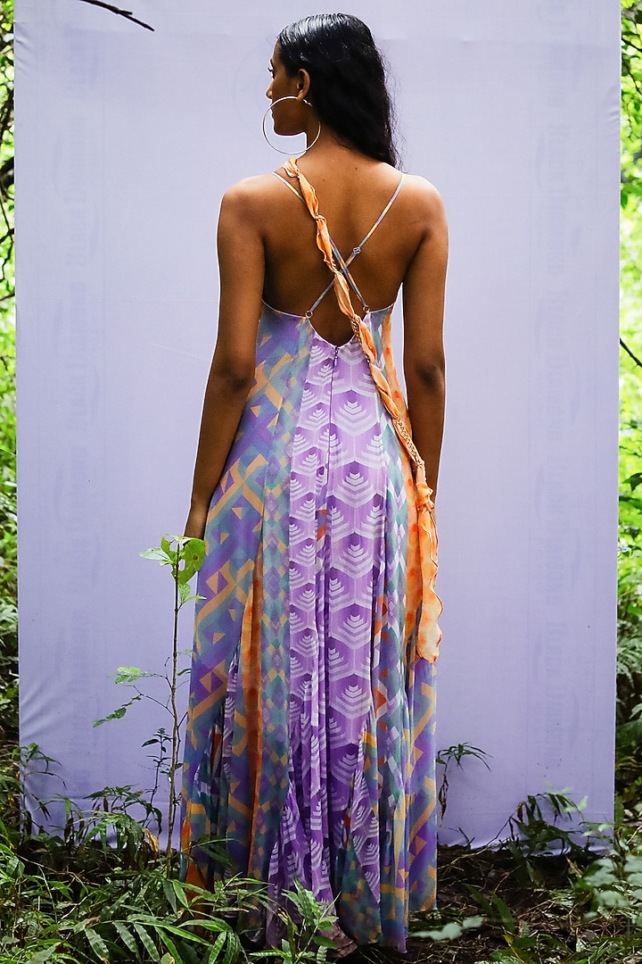 Multi Colored Printed Cami Vacation Dress by Nirmooha at Pernia's Pop Up Shop