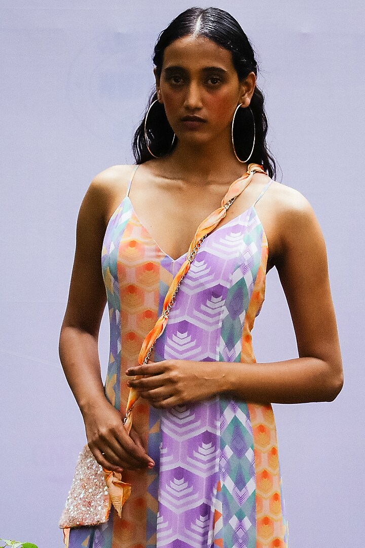 Multi Colored Printed Cami Vacation Dress by Nirmooha at Pernia's Pop Up Shop