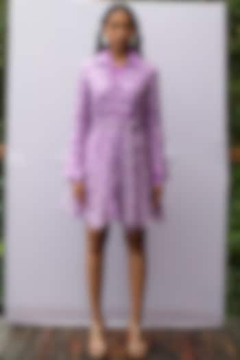 Lavender Printed Shirt Dress by Nirmooha