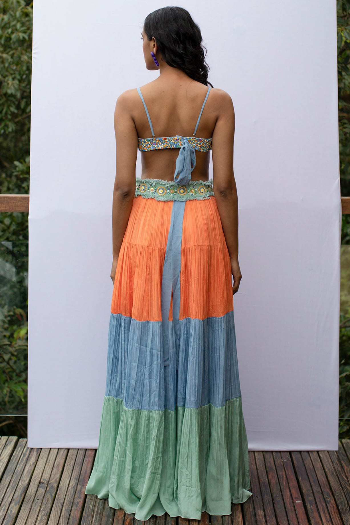 Orange Hand Embroidered Bralette Design by Nirmooha at Pernia's Pop Up Shop  2024