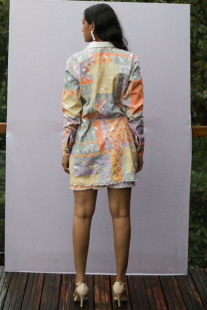 Multi-Colored Printed Balmacaan Jacket by Nirmooha at Pernia's Pop Up Shop