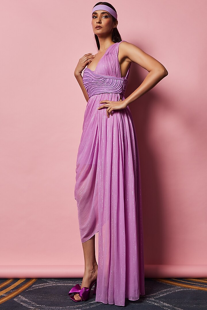Lilac Embroidered Bustier by Nirmooha at Pernia's Pop Up Shop