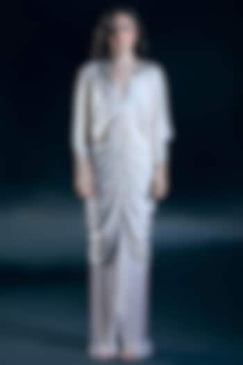 Ivory Silk Lycra Embellished Engagement Gown by Nirmooha at Pernia's Pop Up Shop