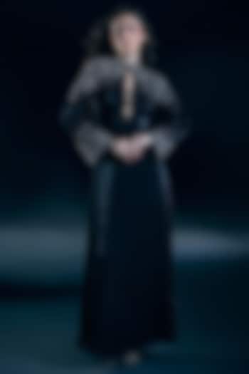 Black Organza Embellished Engagement Gown by Nirmooha at Pernia's Pop Up Shop