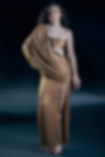 Gold Organza A-Line Skirt Set by Nirmooha at Pernia's Pop Up Shop