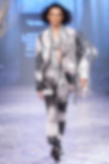 Grey Lurex Forest Printed Party Wear Shirt by Nirmooha Men at Pernia's Pop Up Shop