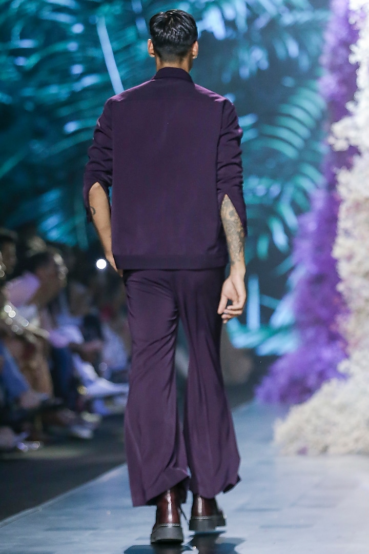 Deep Plum Lachka Bootcut Pants by Nirmooha Men at Pernia's Pop Up Shop