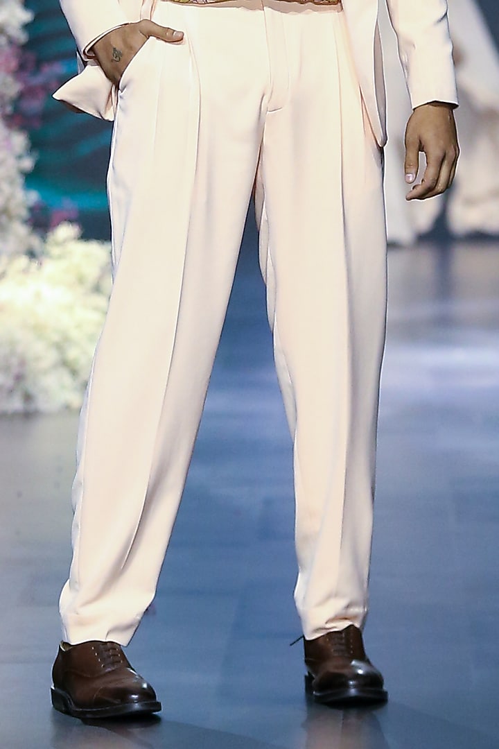 Peach Fuzz Lachka Straight Pants by Nirmooha Men at Pernia's Pop Up Shop