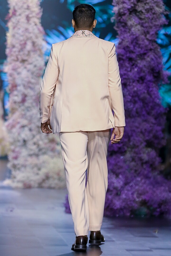 Peach Fuzz Lurex Printed Party Wear Shirt by Nirmooha Men at Pernia's Pop Up Shop