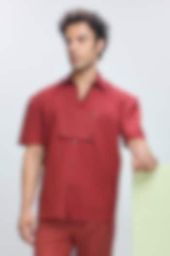 Intense Rust Linen Shirt by Nirmooha Men