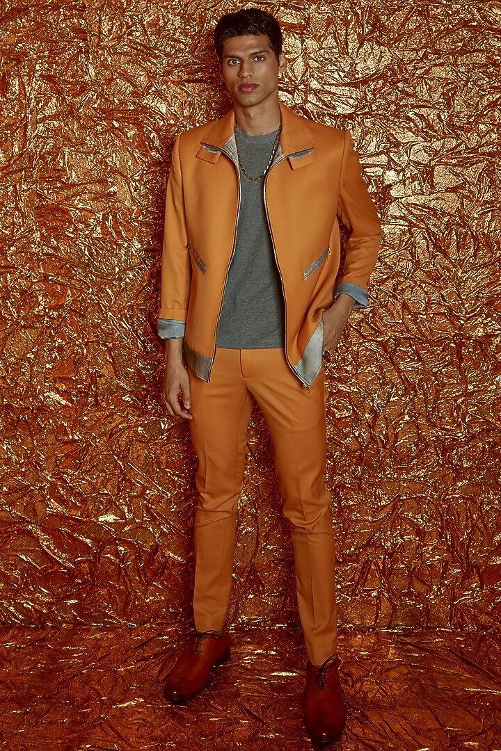 Mustard Suiting Jacket by Nirmooha Men at Pernia's Pop Up Shop