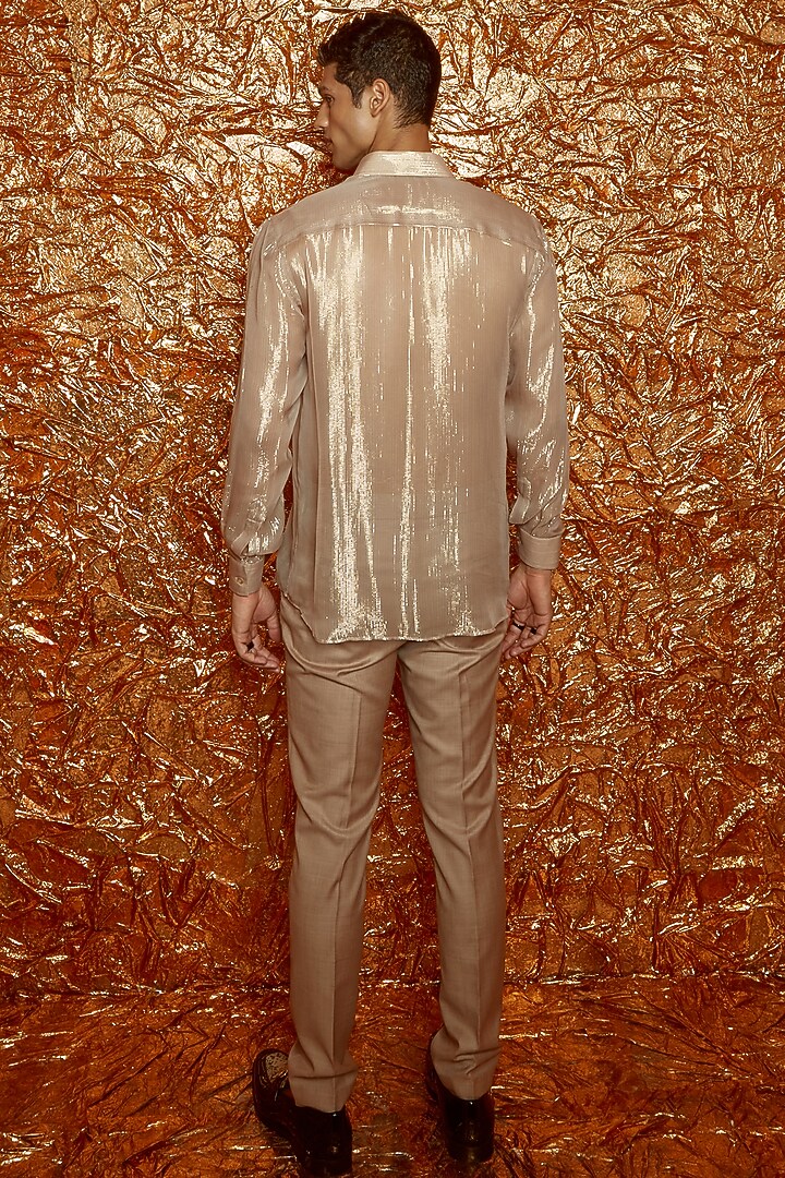 Beige Lurex Pant Set by Nirmooha Men at Pernia's Pop Up Shop