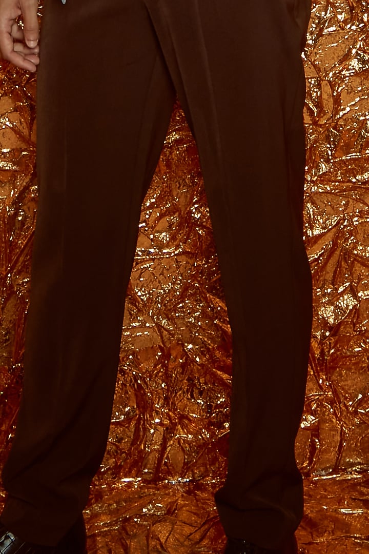 Brown Micro Pants by Nirmooha Men at Pernia's Pop Up Shop
