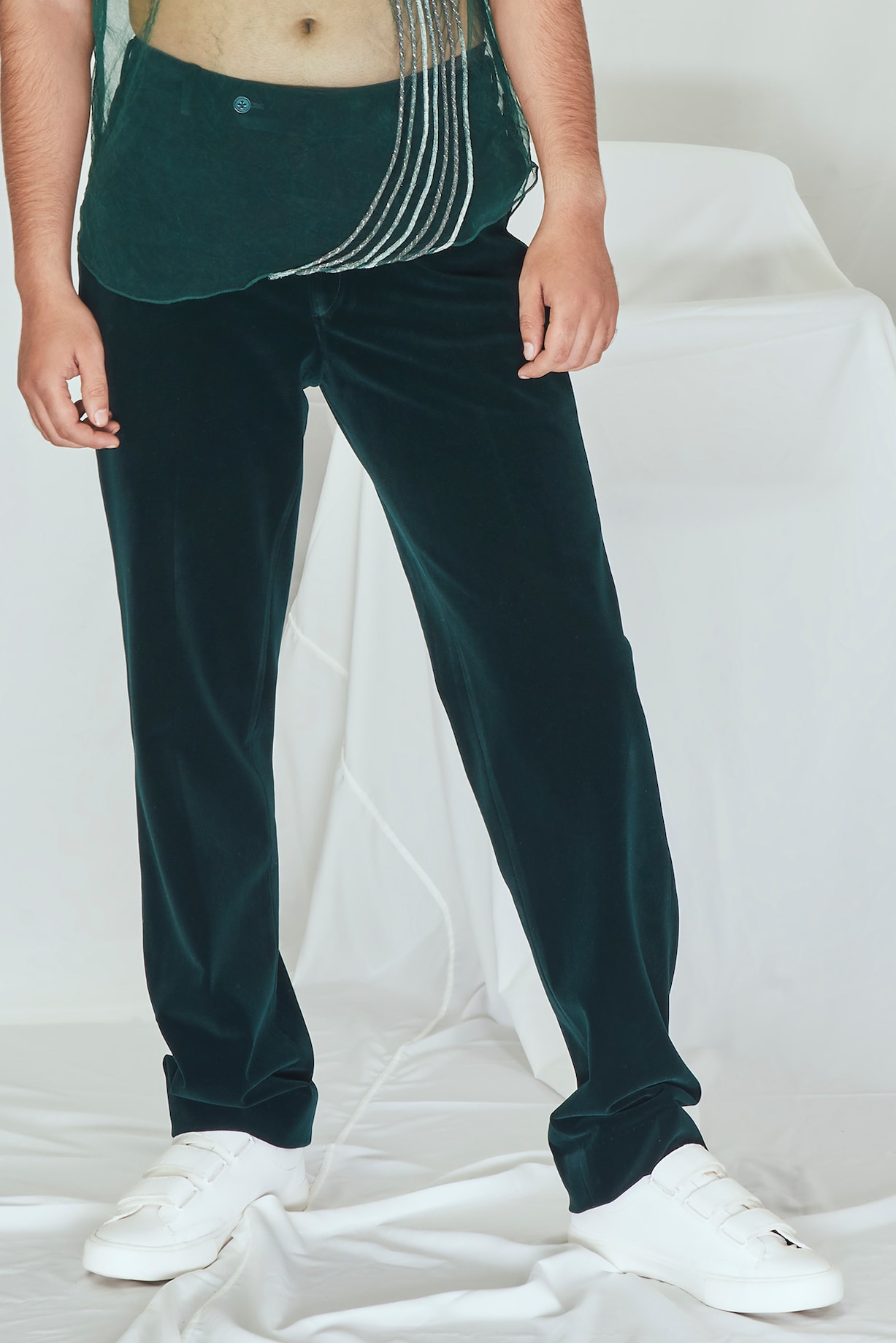 Emerald Green Velvet Pants by Nirmooha Men at Pernia's Pop Up Shop 2026