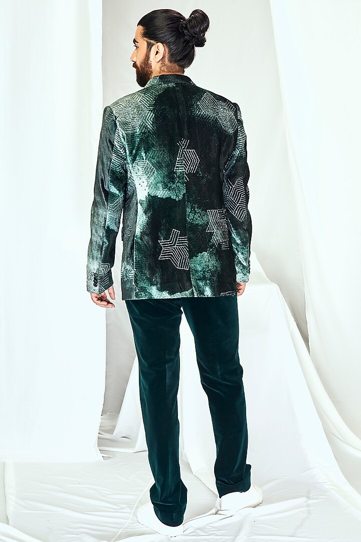 Emerald Green Velvet Pants by Nirmooha Men at Pernia's Pop Up Shop