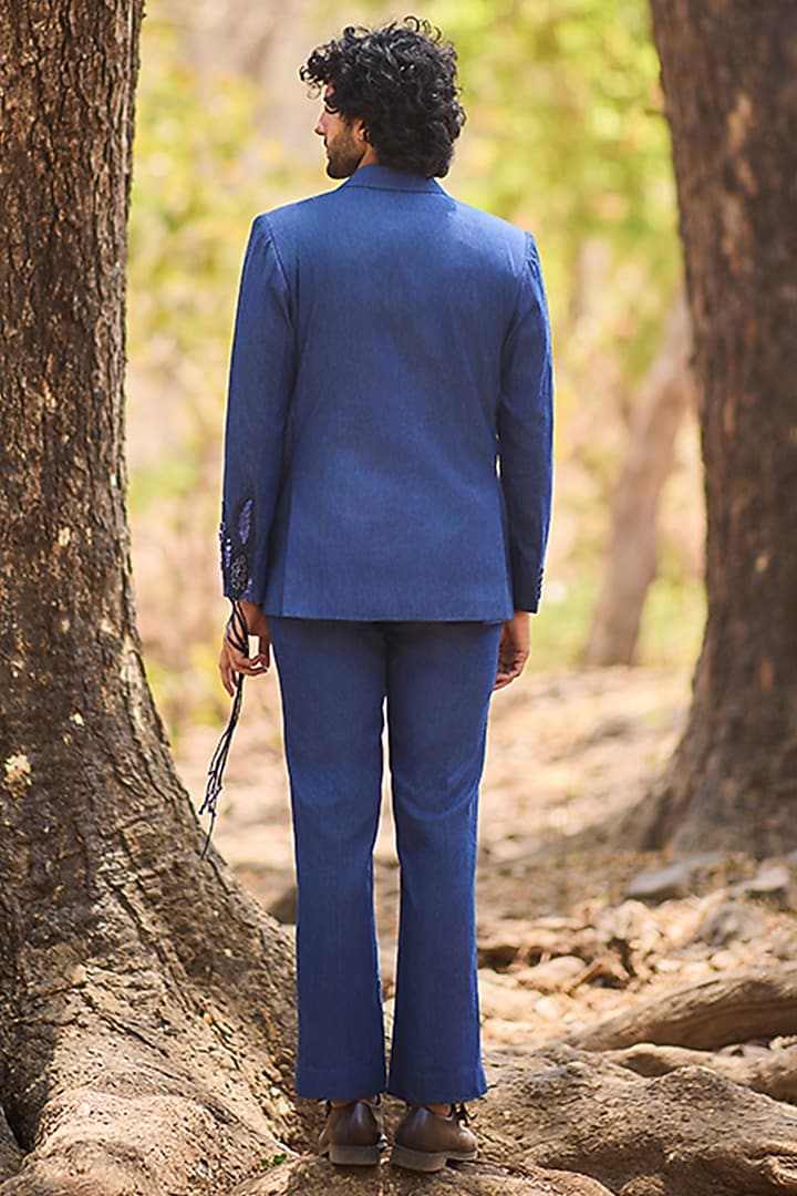 Blue Denim Straight-Leg Pants by Nirmooha Men at Pernia's Pop Up Shop