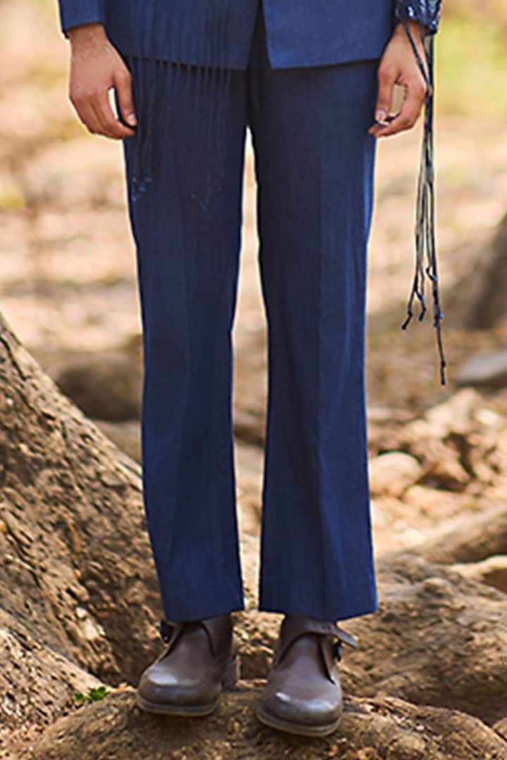 Blue Denim Straight-Leg Pants by Nirmooha Men at Pernia's Pop Up Shop