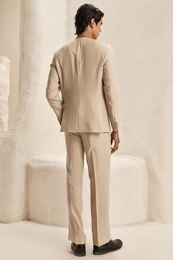 Pearl Ivory Micro Blazer Set by Nirmooha Men at Pernia's Pop Up Shop