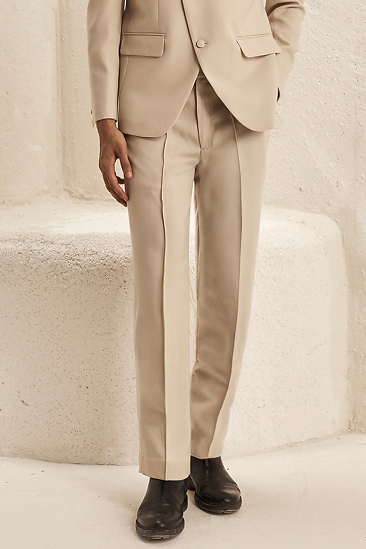 Pearl Ivory Micro Blazer Set by Nirmooha Men at Pernia's Pop Up Shop