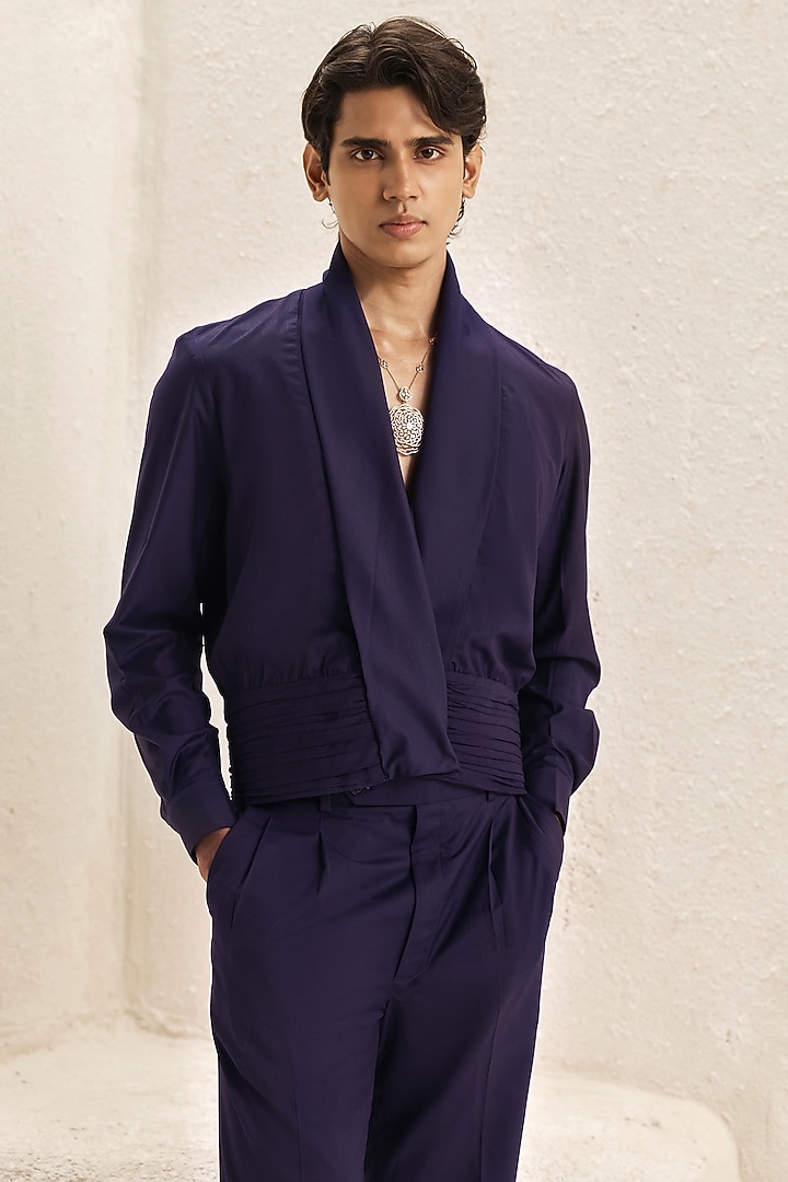 Deep Plum Suiting Co-Ord Set by Nirmooha Men at Pernia's Pop Up Shop