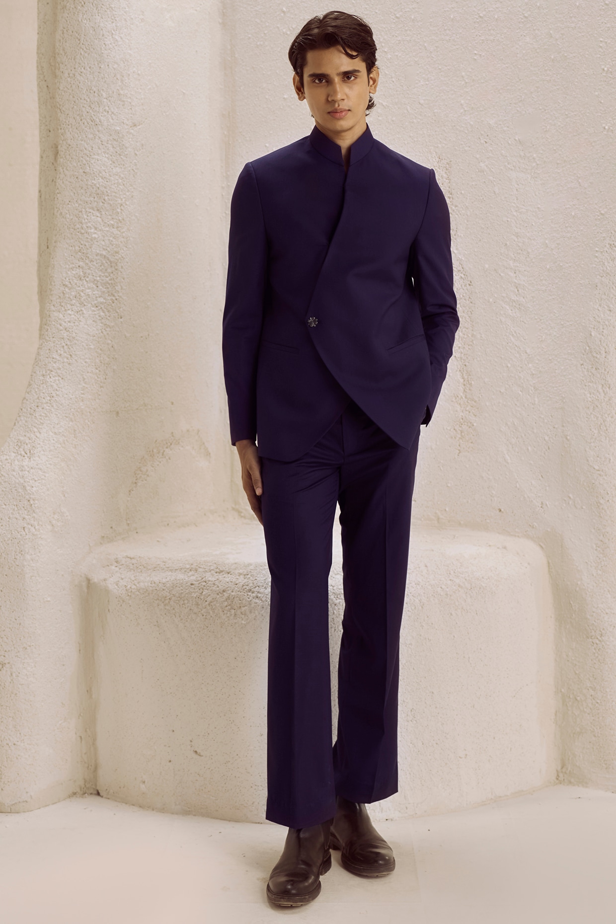 Nirmooha Deep Plum Suiting Bandhgala Set