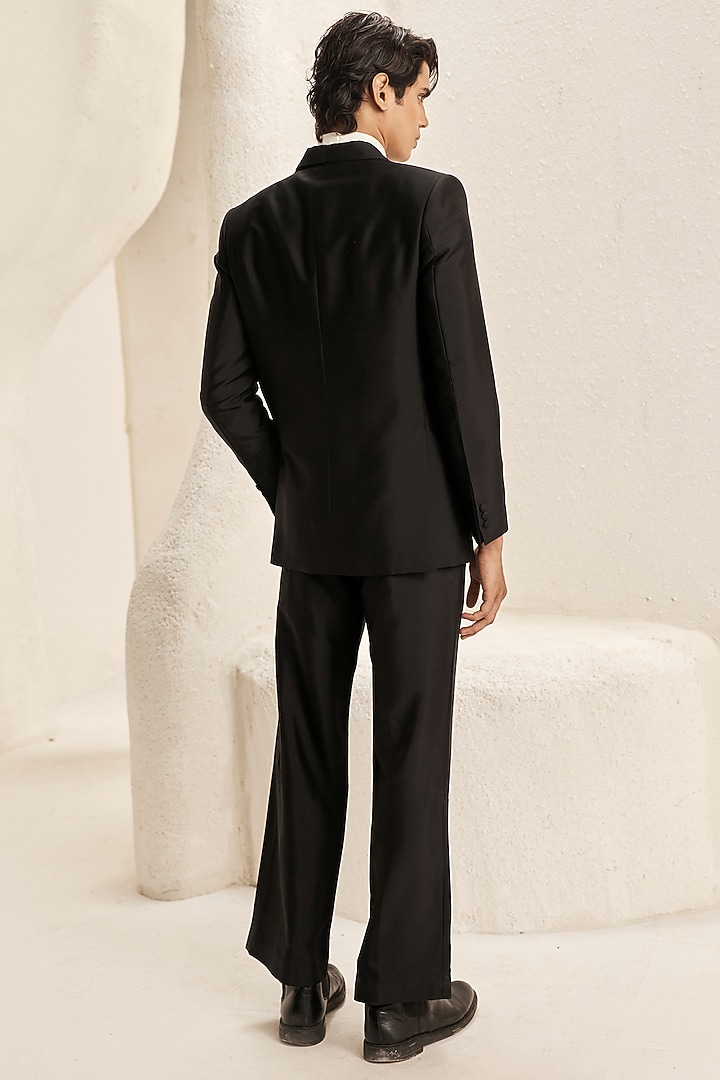 Black Suiting & Micro Jacket Set by Nirmooha Men at Pernia's Pop Up Shop