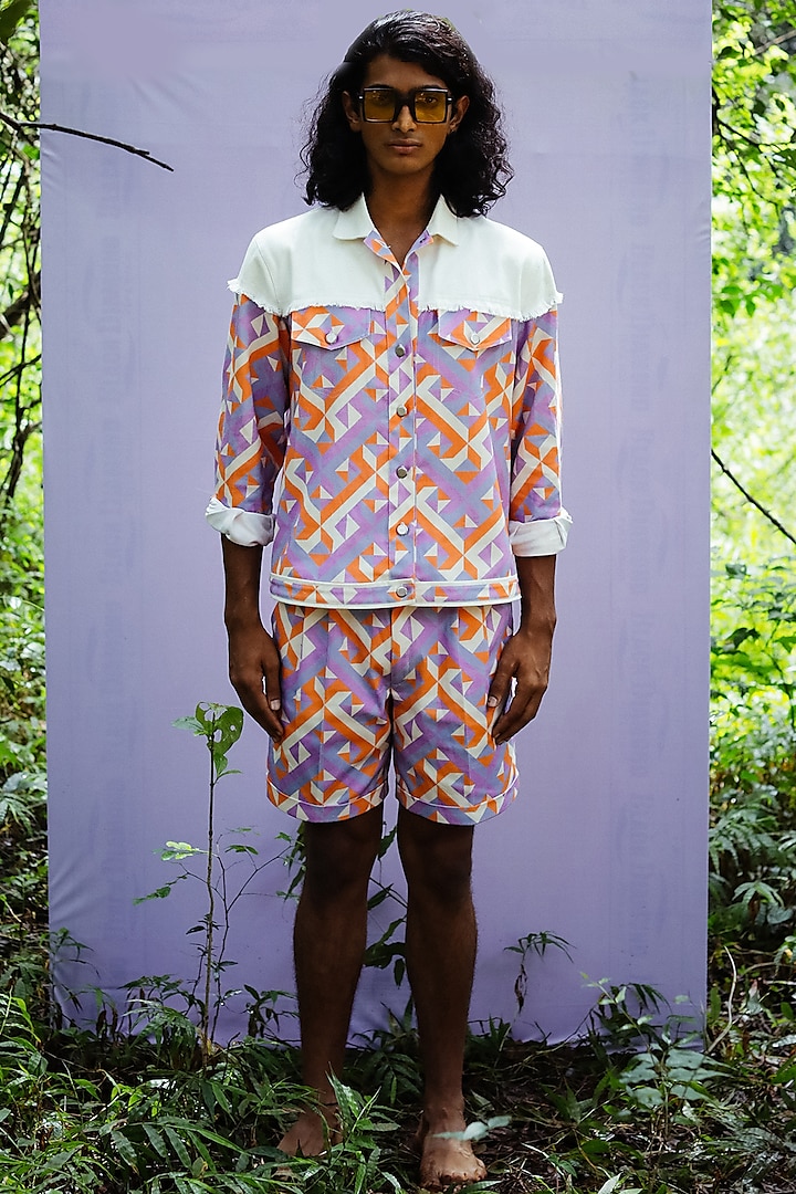Multi-Colored Printed Bermuda Shorts by Nirmooha Men