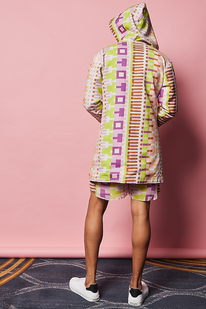 Multi-Coloured Printed Long Hoodie by Nirmooha Men at Pernia's Pop Up Shop
